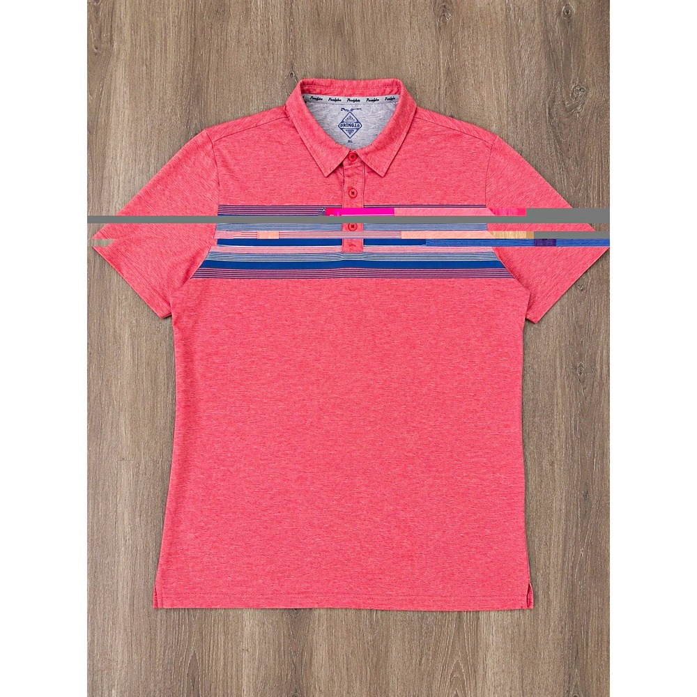 Flag & Anthem MadeFlex Polo Shirt Mens M Pink Heather Striped Performance Golf